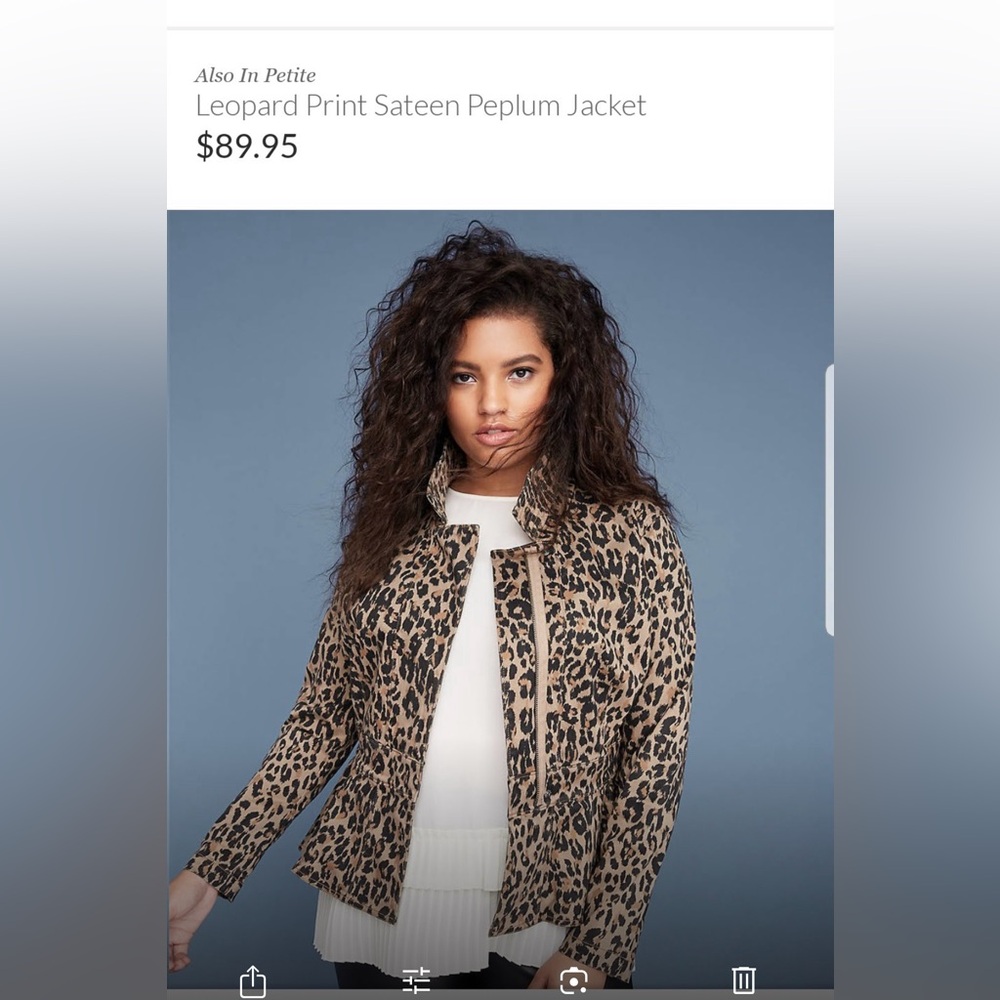 Lane Bryant Animal Print Peplum Jacket Sz 16